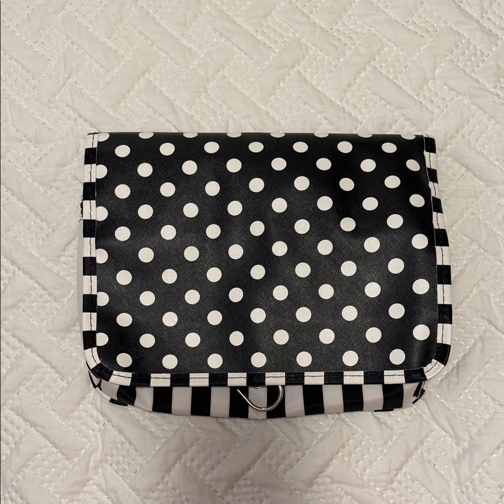 Macy's Black and White Striped Hanging Toiletry Pouch - Picture 4 of 4